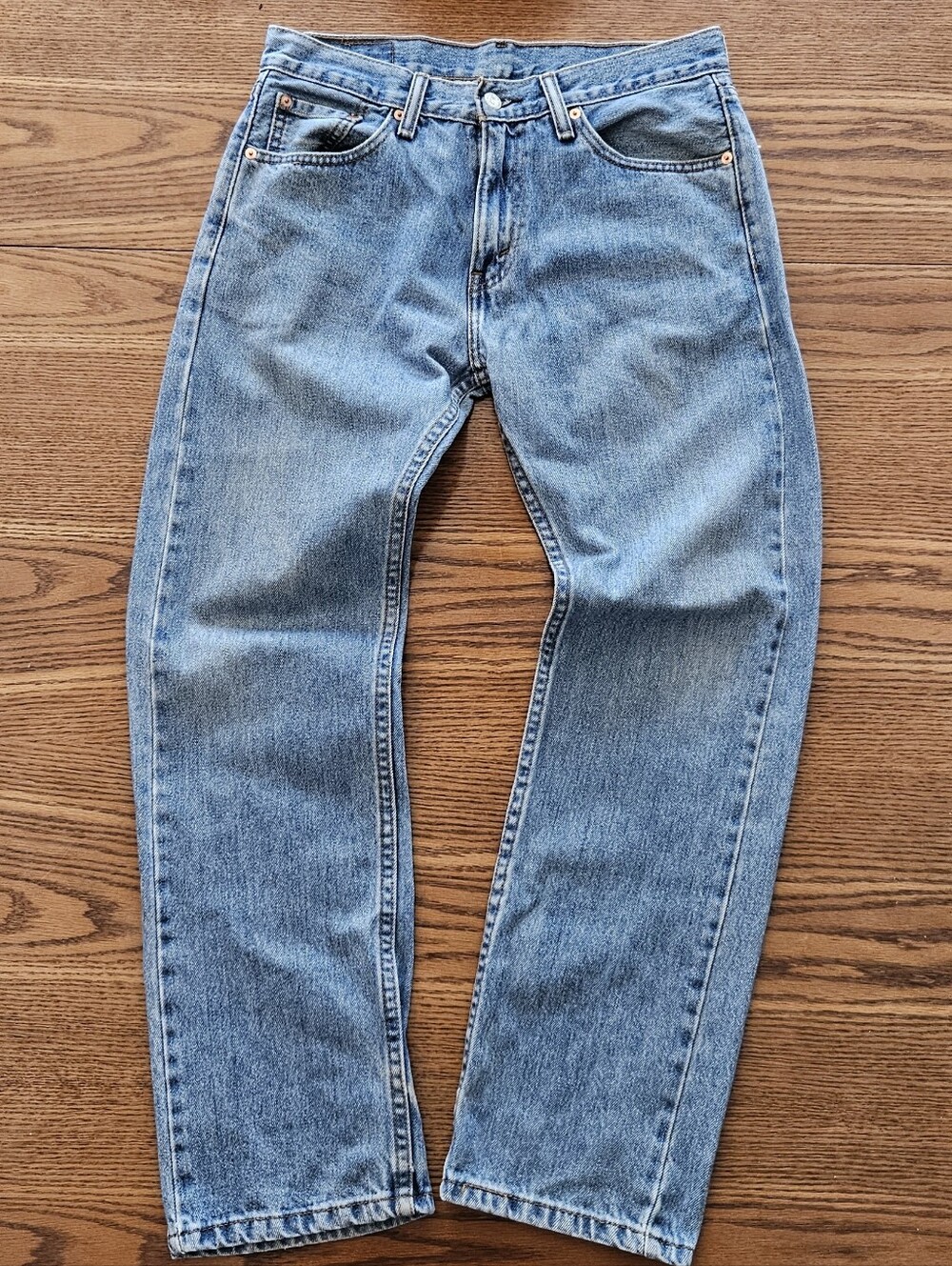 Levi's 505 Regular Fit Jeans Mens 30x30 Light Wash Blue Distressed As-Is
